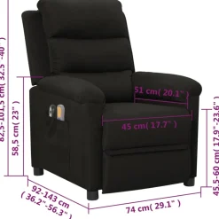vidaXL Massagestoel elektrisch stof zwart