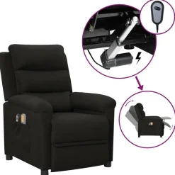 vidaXL Massagestoel elektrisch stof zwart