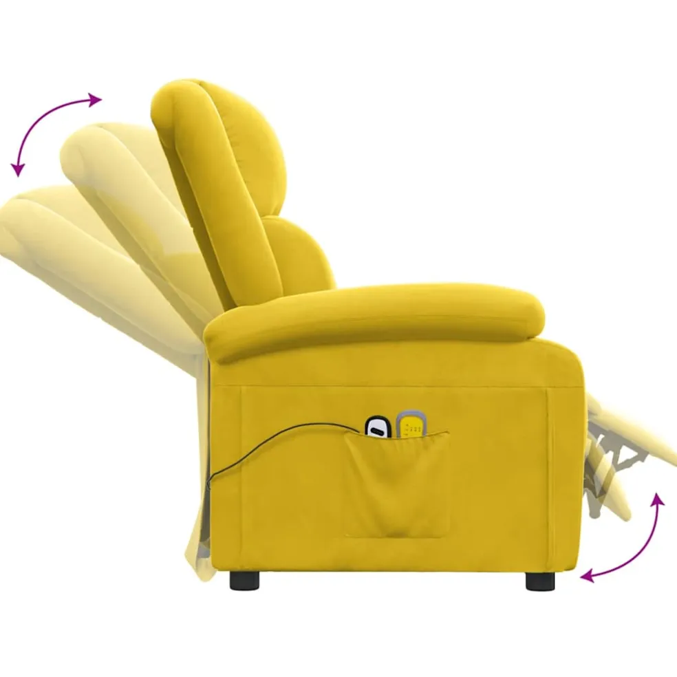 vidaXL Massagestoel elektrisch fluweel geel