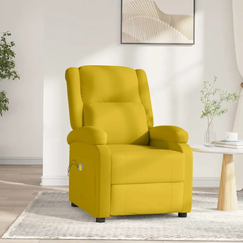 vidaXL Massagestoel elektrisch fluweel geel