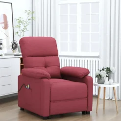 vidaXL Massagestoel elektrisch stof wijnrood
