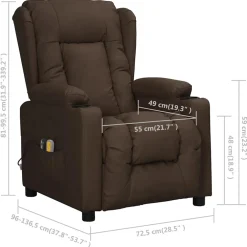 vidaXL Massagestoel elektrisch kunstleer bruin