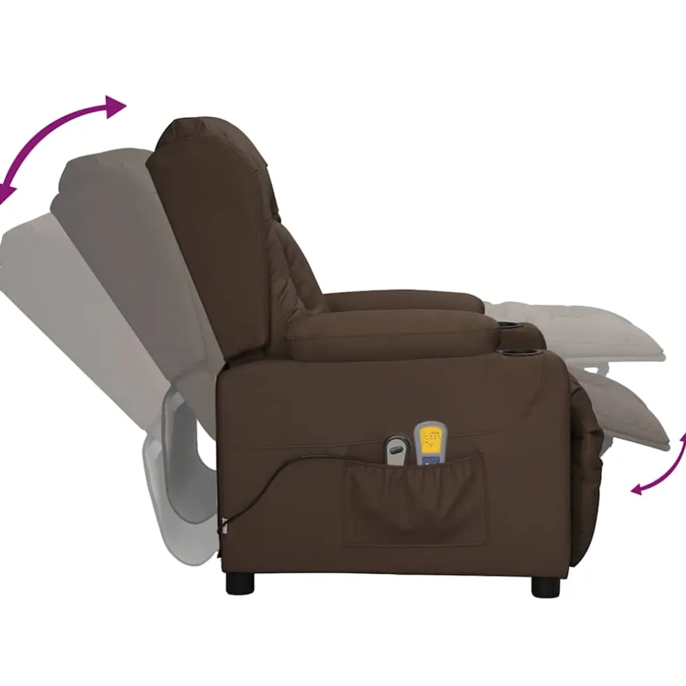 vidaXL Massagestoel elektrisch kunstleer bruin