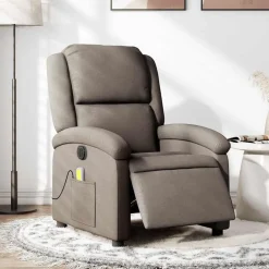 vidaXL Massagestoel elektrisch verstelbaar stof taupe