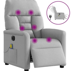 vidaXL Massagestoel elektrisch verstelbaar stof wolk grijs
