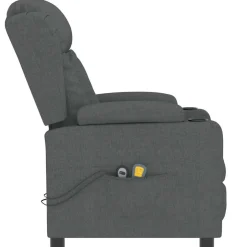 vidaXL Massagestoel elektrisch stof donkergrijs