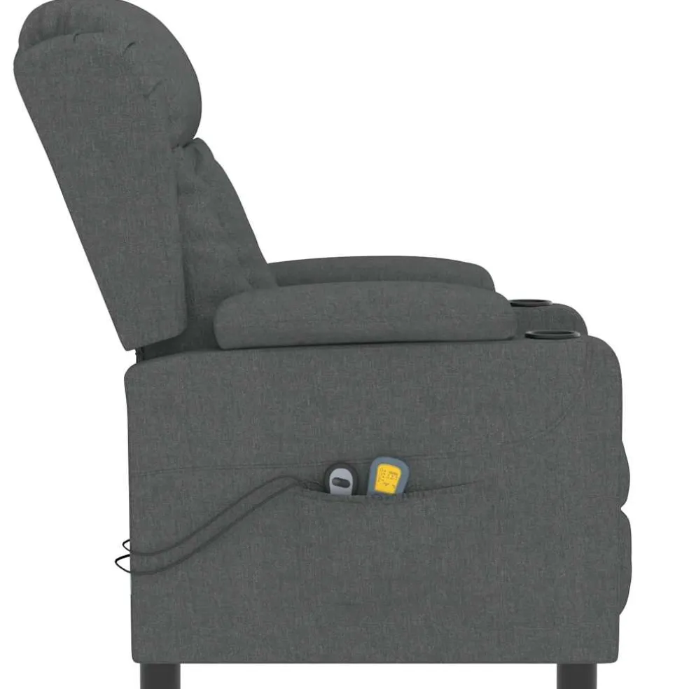vidaXL Massagestoel elektrisch stof donkergrijs