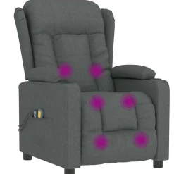 vidaXL Massagestoel elektrisch stof donkergrijs