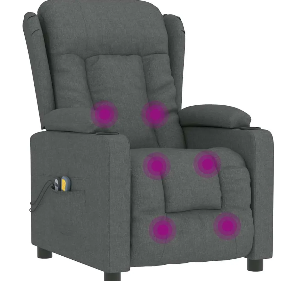 vidaXL Massagestoel elektrisch stof donkergrijs