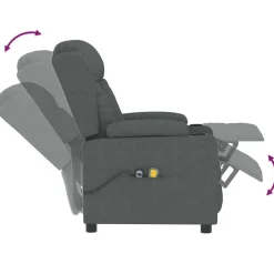 vidaXL Massagestoel elektrisch stof donkergrijs