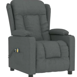 vidaXL Massagestoel elektrisch stof donkergrijs