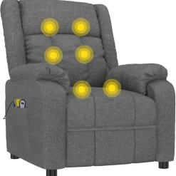 vidaXL Massagestoel elektrisch stof donkergrijs