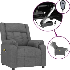 vidaXL Massagestoel elektrisch stof donkergrijs