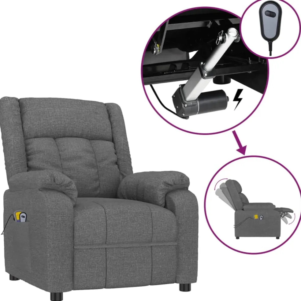 vidaXL Massagestoel elektrisch stof donkergrijs