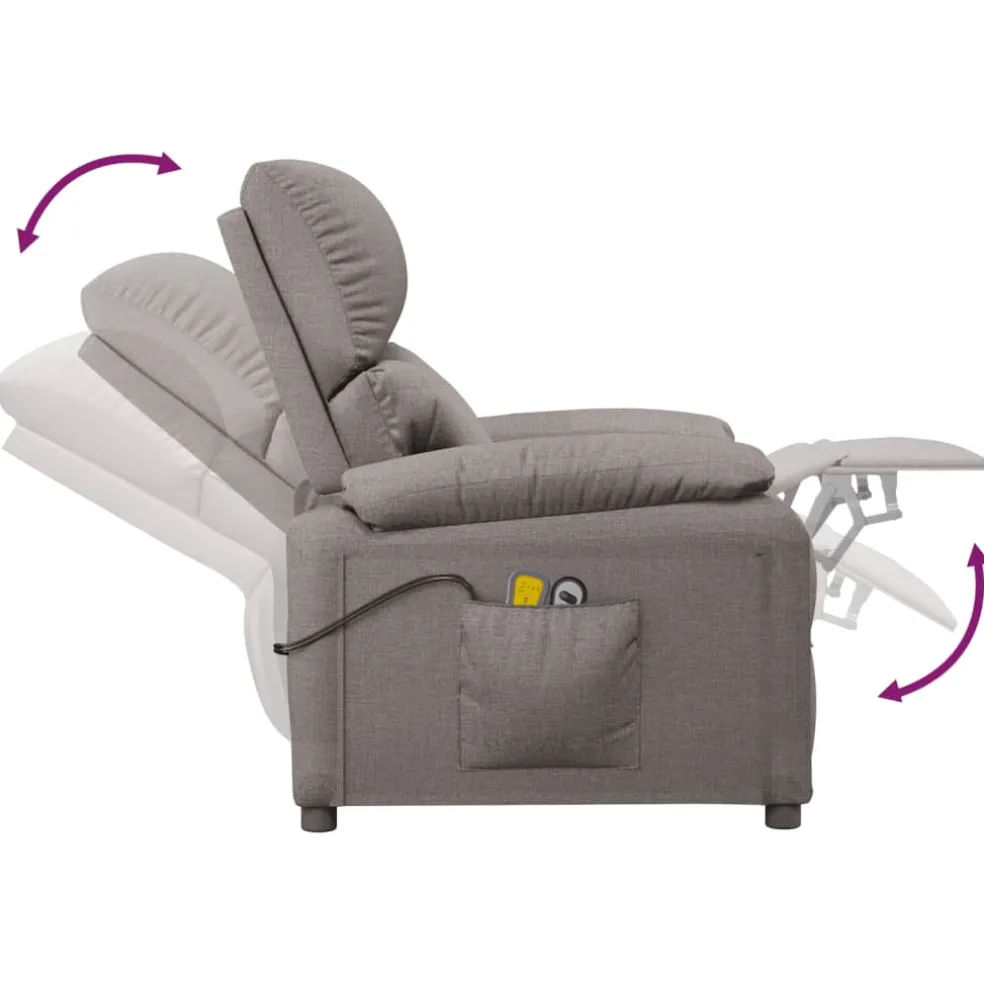 vidaXL Massagestoel elektrisch stof taupe