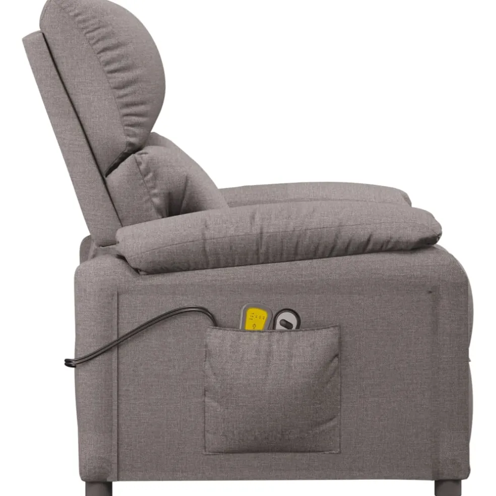 vidaXL Massagestoel elektrisch stof taupe
