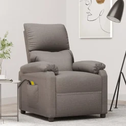 vidaXL Massagestoel elektrisch stof taupe