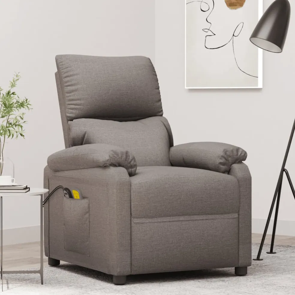 vidaXL Massagestoel elektrisch stof taupe