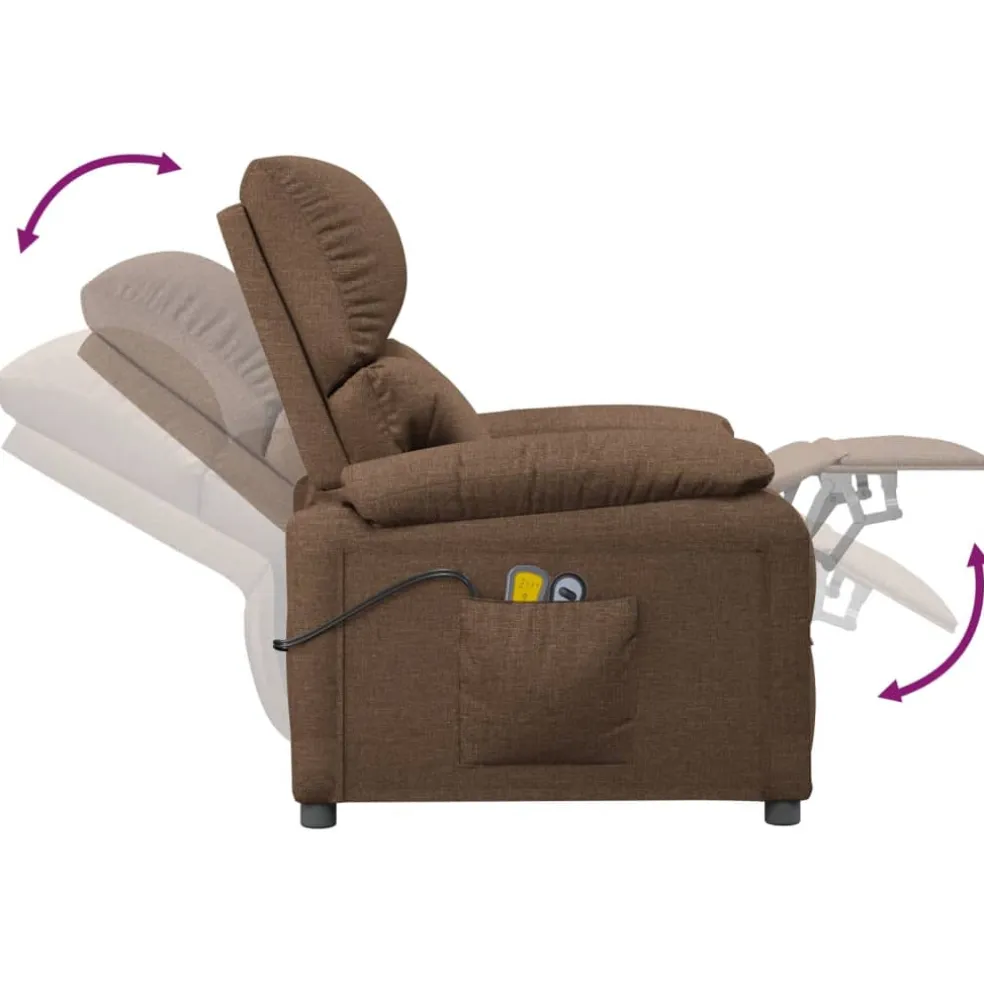 vidaXL Massagestoel elektrisch verstelbaar stof bruin