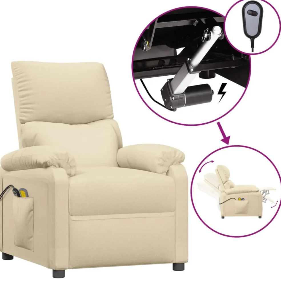 vidaXL Massagestoel elektrisch stof taupe