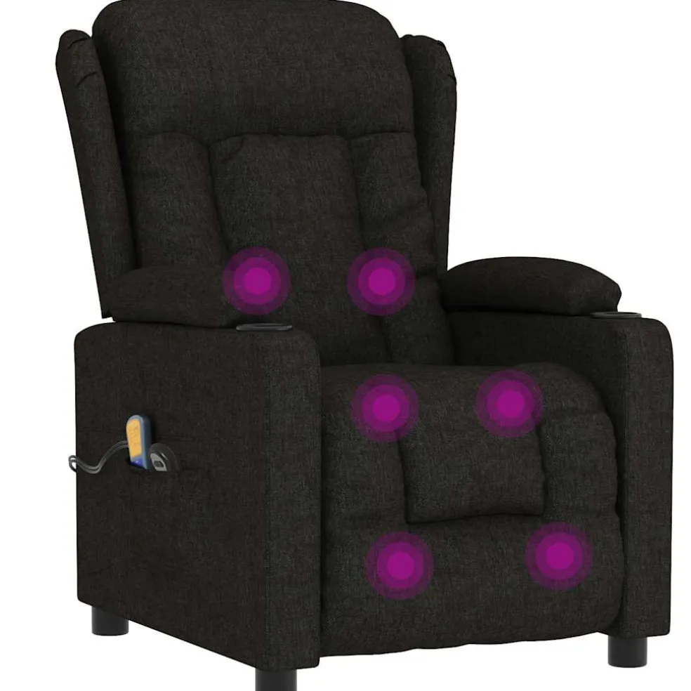 vidaXL Massagestoel elektrisch stof zwart
