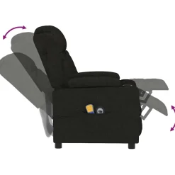 vidaXL Massagestoel elektrisch stof zwart