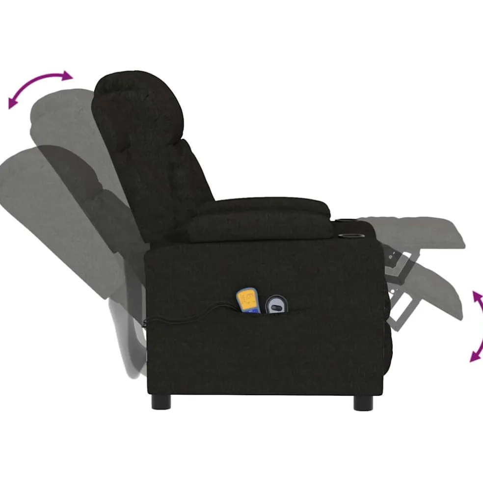 vidaXL Massagestoel elektrisch stof zwart
