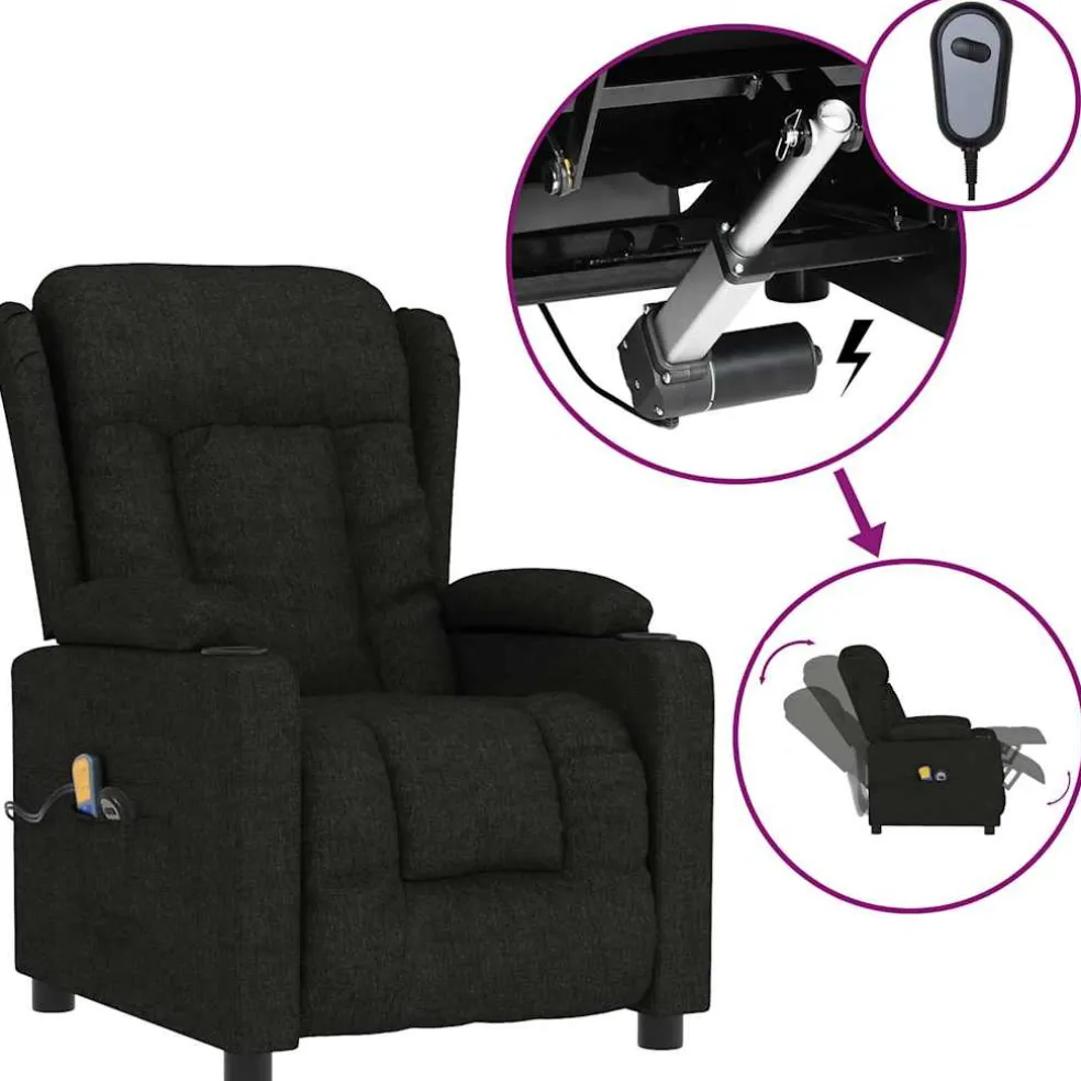 vidaXL Massagestoel elektrisch stof zwart