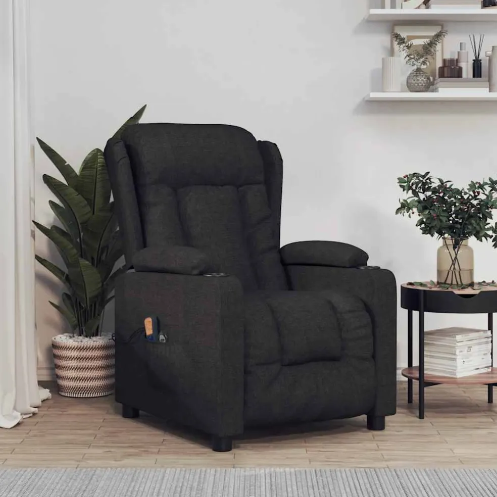 vidaXL Massagestoel elektrisch stof zwart