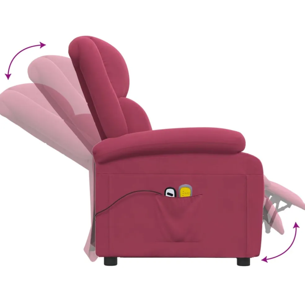 vidaXL Massagestoel elektrisch fluweel wijnrood