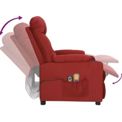 vidaXL Massagestoel elektrisch stof wijnrood