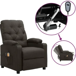 vidaXL Massagestoel elektrisch stof taupe