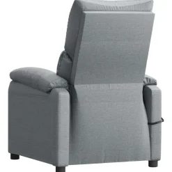 vidaXL Massagestoel elektrisch stof lichtgrijs