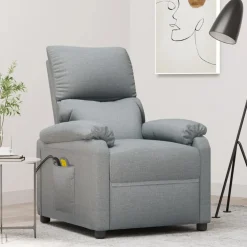 vidaXL Massagestoel elektrisch stof lichtgrijs