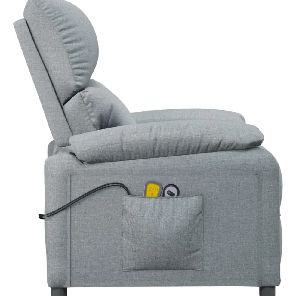 vidaXL Massagestoel elektrisch stof lichtgrijs