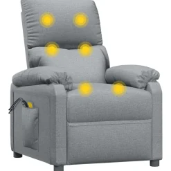 vidaXL Massagestoel elektrisch stof lichtgrijs