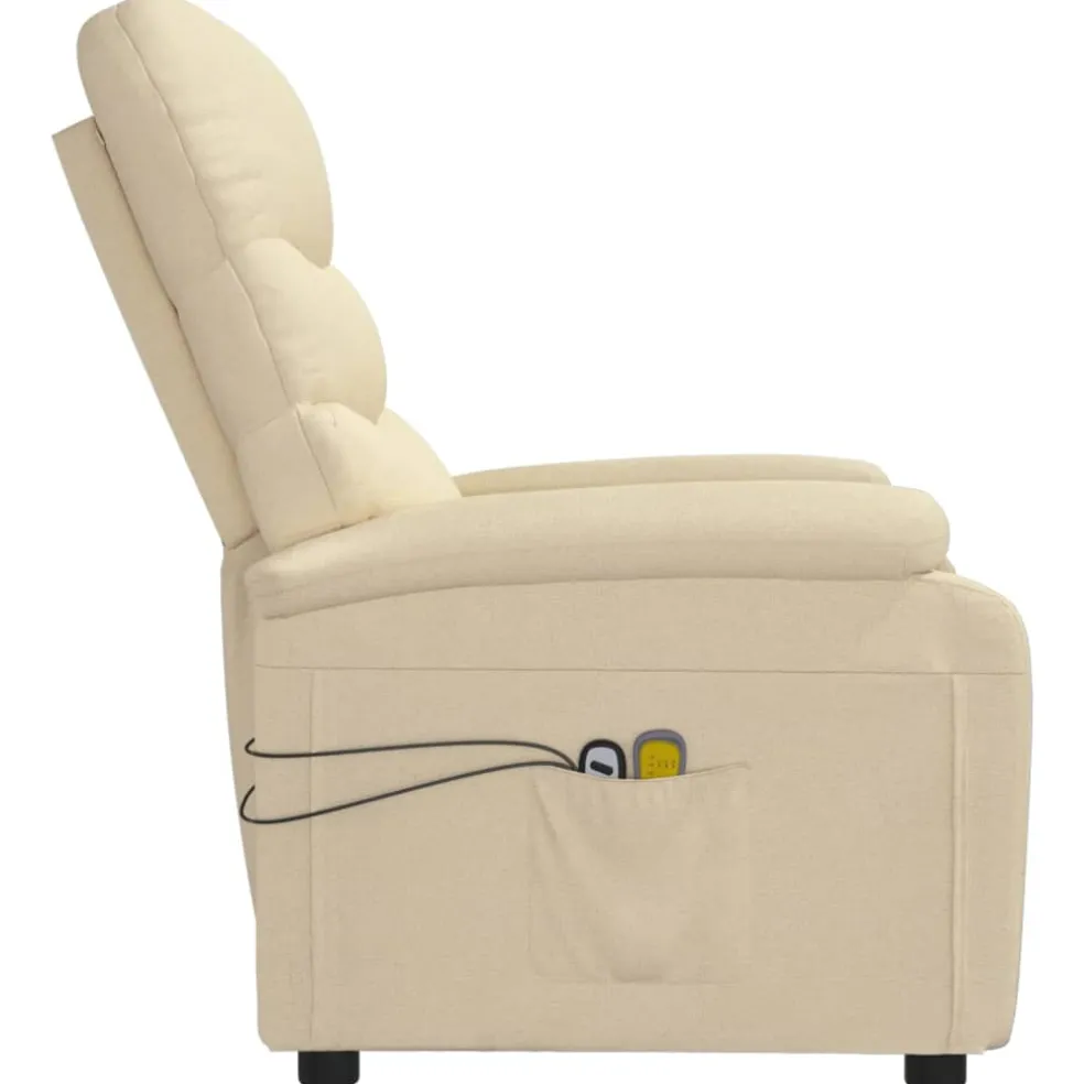 vidaXL Massagestoel elektrisch stof crèmekleurig