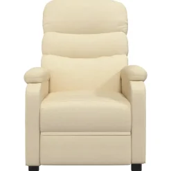 vidaXL Massagestoel elektrisch stof crèmekleurig