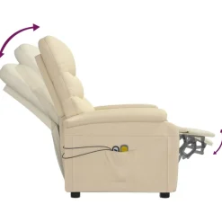 vidaXL Massagestoel elektrisch stof crèmekleurig