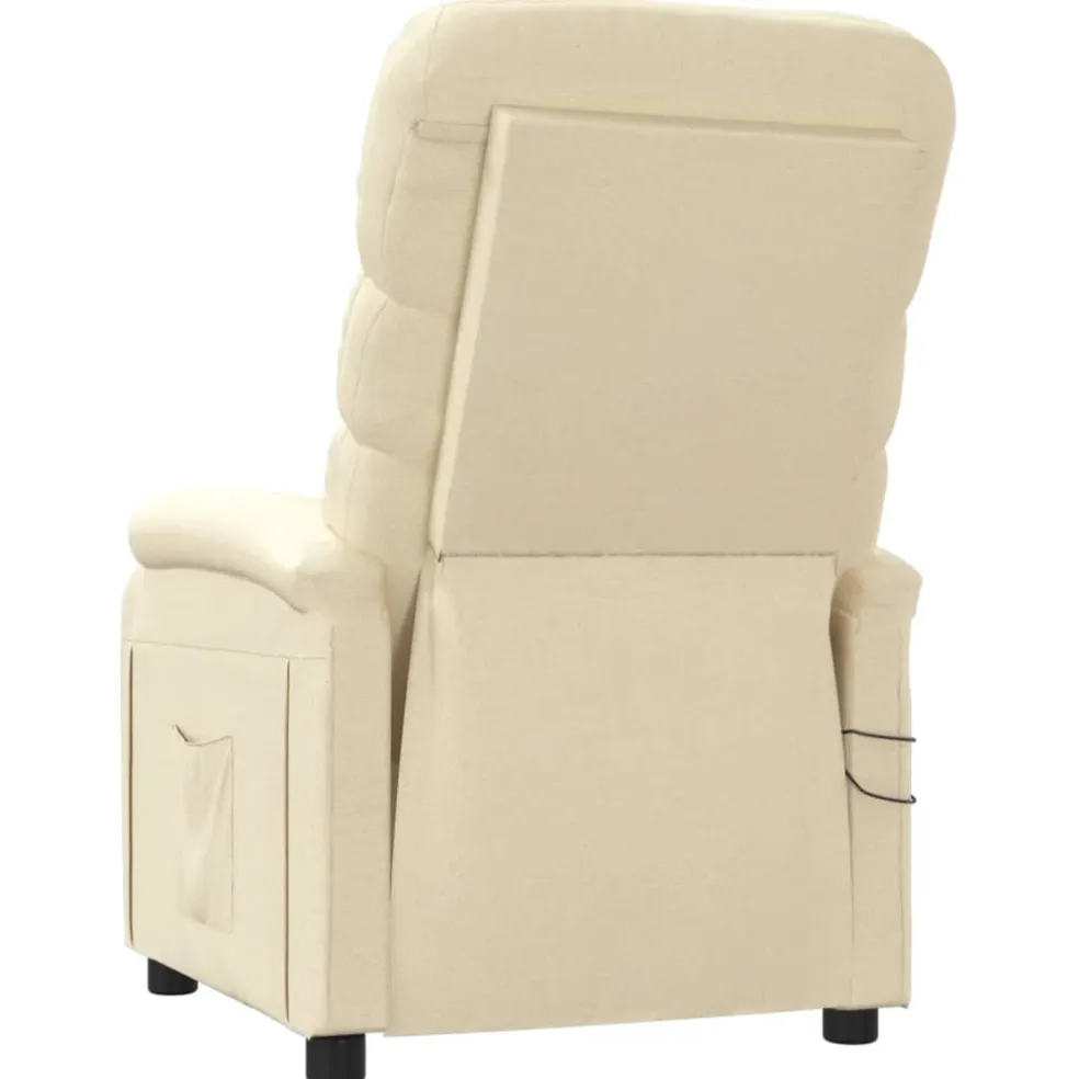 vidaXL Massagestoel elektrisch stof crèmekleurig