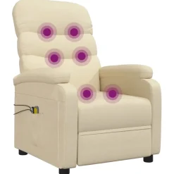 vidaXL Massagestoel elektrisch stof crèmekleurig