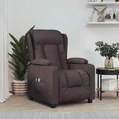 vidaXL Massagestoel elektrisch verstelbaar stof donkerbruin