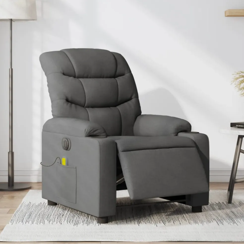 vidaXL Massagestoel elektrisch verstelbaar stof donkergrijs