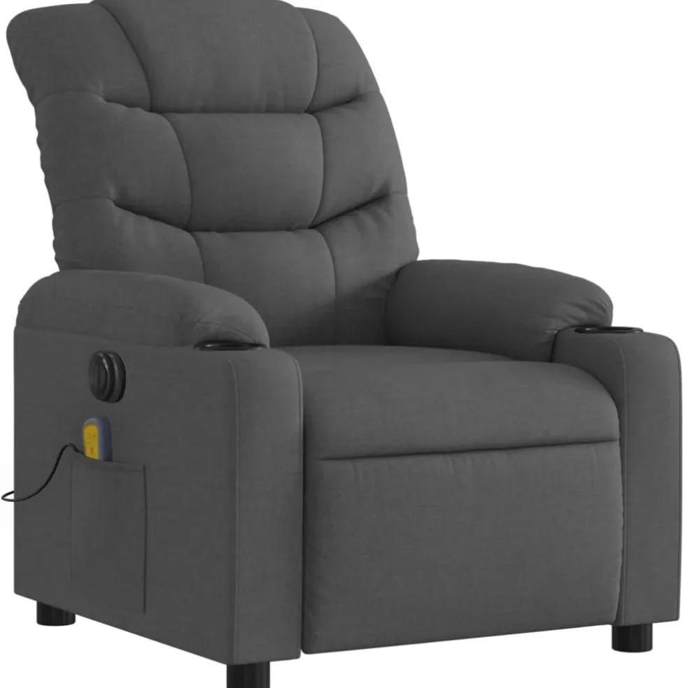 vidaXL Massagestoel elektrisch verstelbaar stof donkergrijs