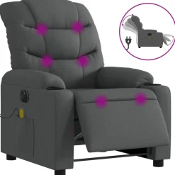 vidaXL Massagestoel elektrisch verstelbaar stof donkergrijs