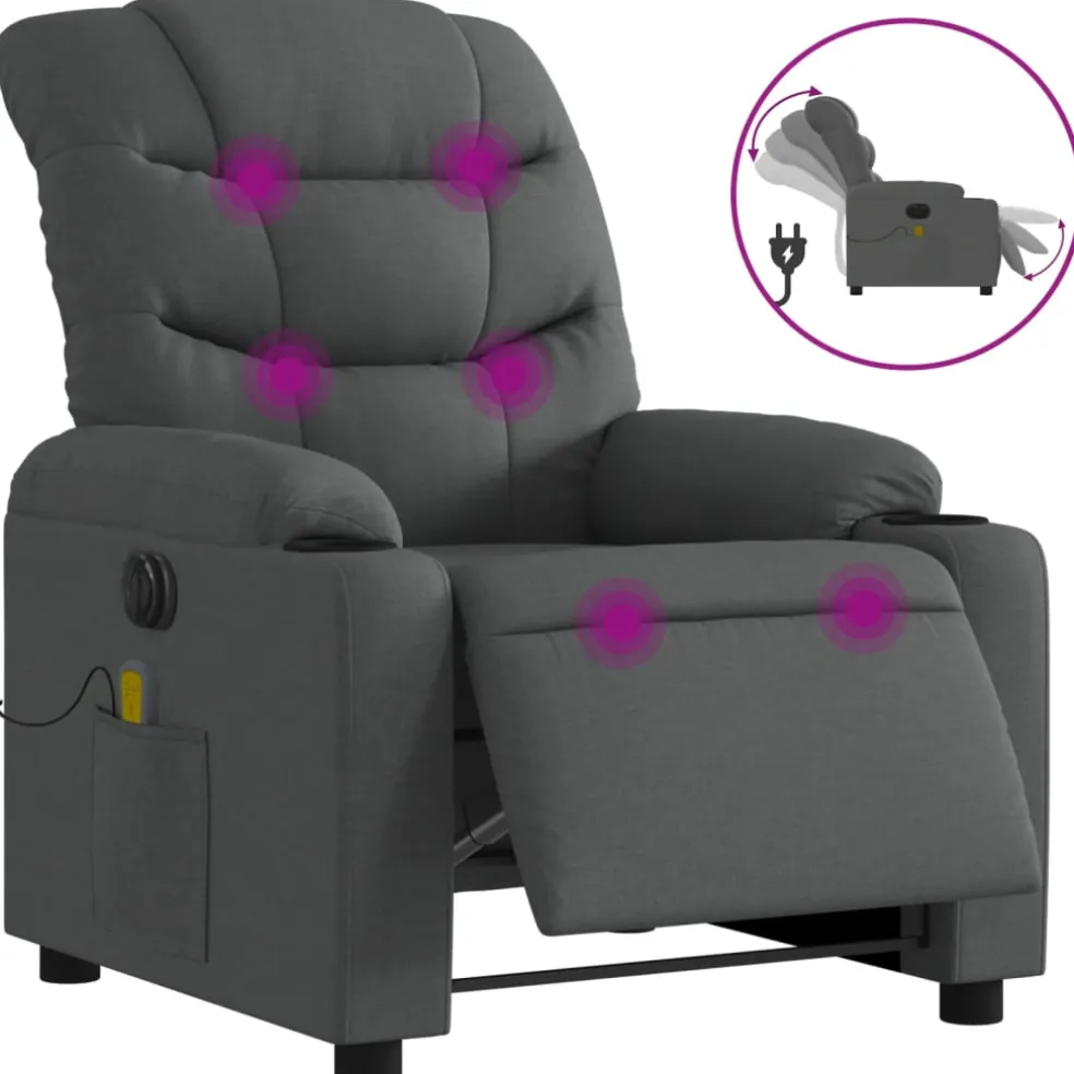 vidaXL Massagestoel elektrisch verstelbaar stof donkergrijs