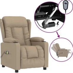 vidaXL Massagestoel elektrisch kunstleer cappuccinokleurig
