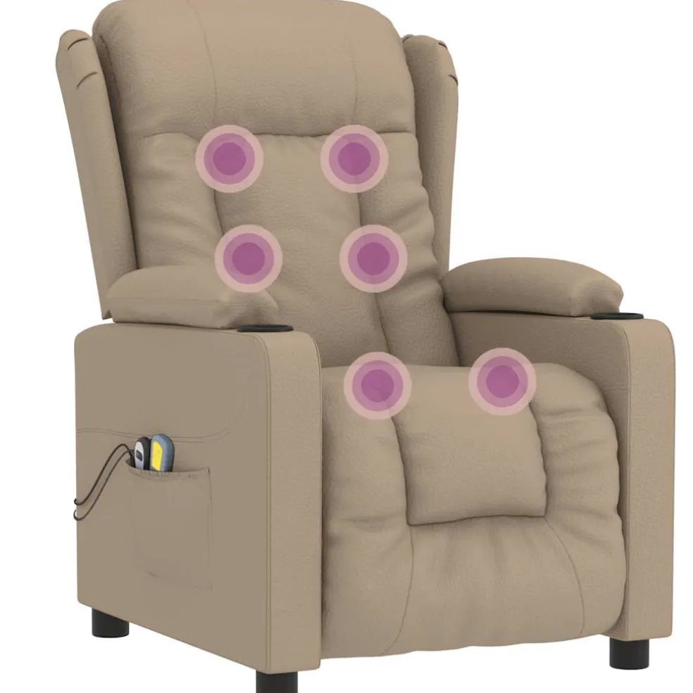 vidaXL Massagestoel elektrisch kunstleer cappuccinokleurig