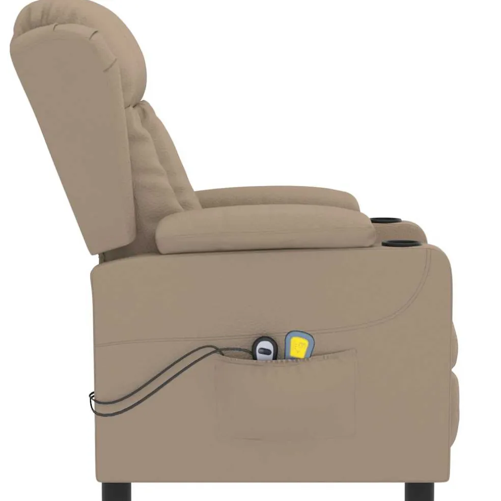 vidaXL Massagestoel elektrisch kunstleer cappuccinokleurig