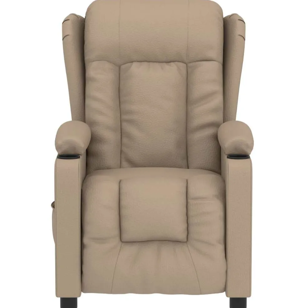 vidaXL Massagestoel elektrisch kunstleer cappuccinokleurig